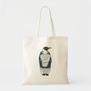 Bolsa Tote Pinguim como Secretário com Pilha de Papel