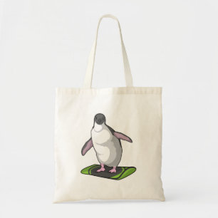 Bolsa Tote Pinguim como Snowboarder com Snowboard