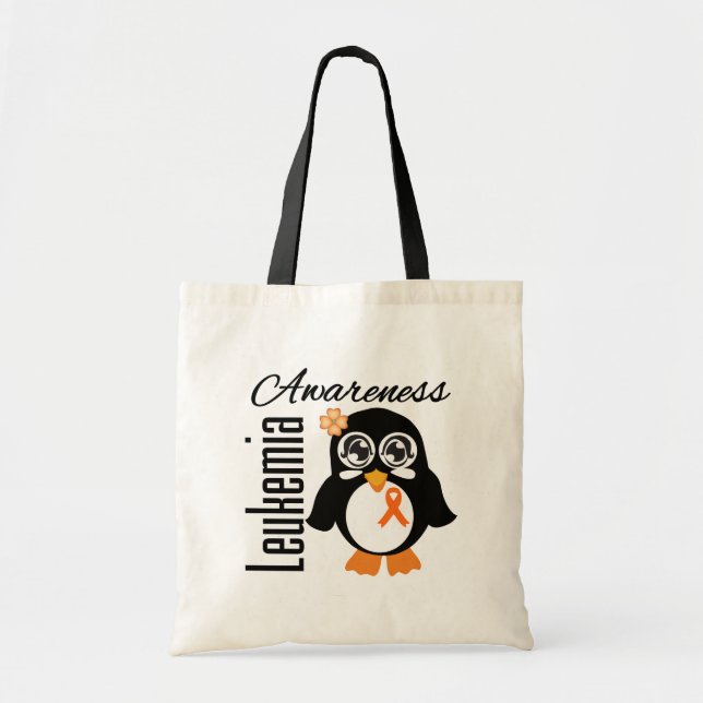 Bolsa Tote Pinguim da consciência da leucemia (Frente)