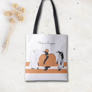 Bolsa Tote Pinguim de Abóbora Personalizado Funny Halloween