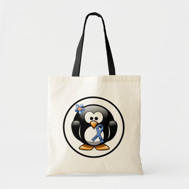Bolsa Tote Pinguim de Faixa Azul (Frente)