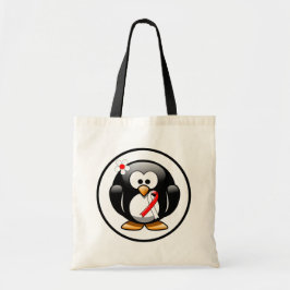 Bolsa Tote Pinguim de fita vermelha e branca