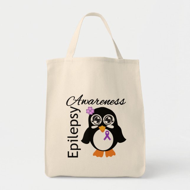 Bolsa Tote Pinguim de Sensibilização para a Epilepsia (Frente)