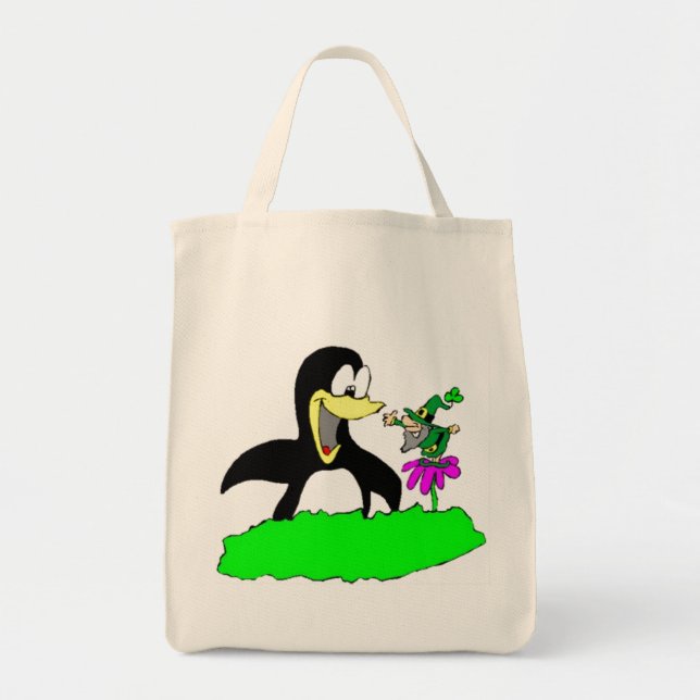Bolsa Tote Pinguim e Leprechaun (Frente)