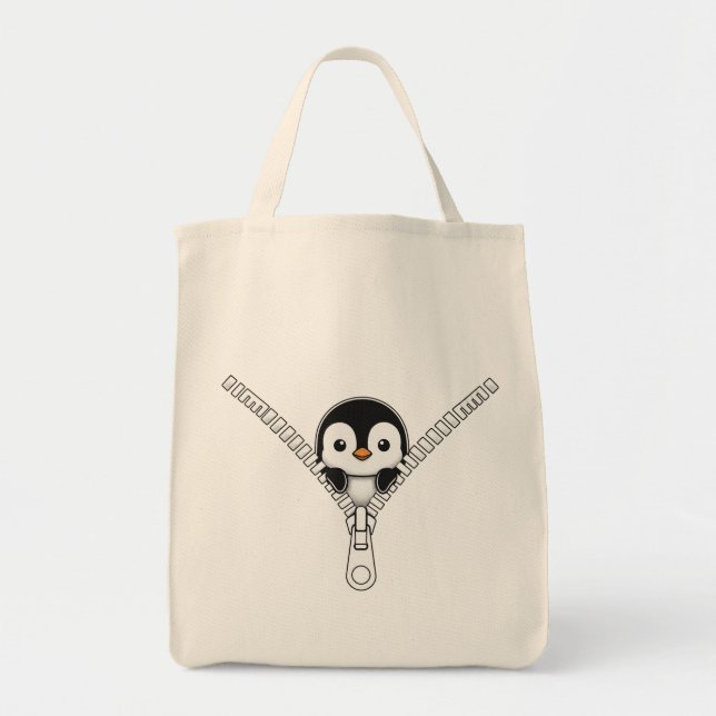 Bolsa Tote Pinguim Engraçado Espia  (Frente)
