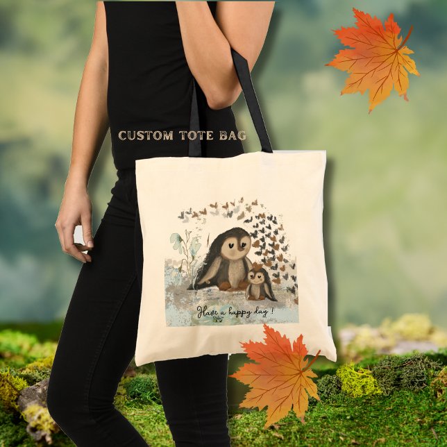 Bolsa Tote Pinguim Feliz Mãe e bebê (Happy Penguin Tote Bag)