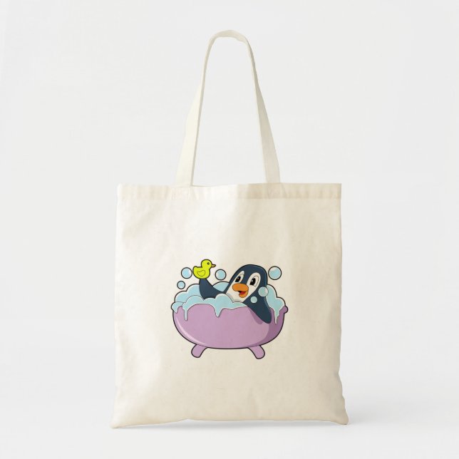 Bolsa Tote Pinguim na Banheira com Pato (Frente)