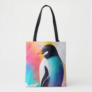 Bolsa Tote Pinguim Natureza Selvagem Pintura De Cor Animal