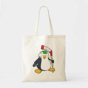 Bolsa Tote Pinguim no hóquei no gelo com bastão de hóquei no