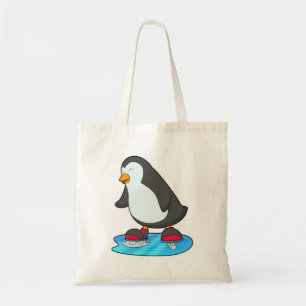 Bolsa Tote Pinguim no patinagem de gelo com skates de gelo
