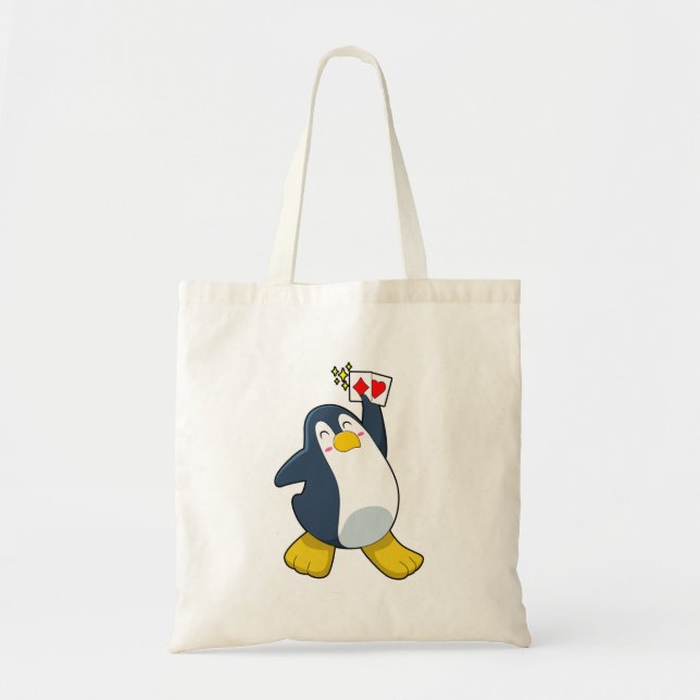 Bolsa Tote Pinguim no Poker com cartões Poker (Frente)