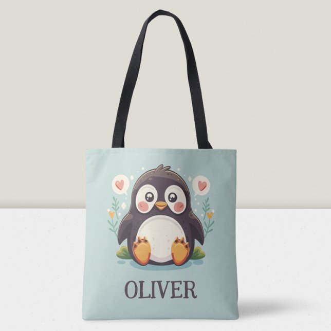 Bolsa Tote Pinguim Pinguim de Cartoon Bonito (Criador carregado)
