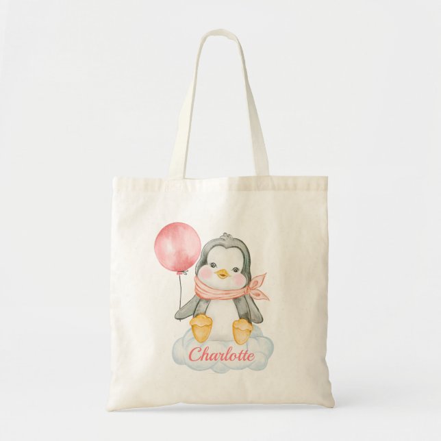 Bolsa Tote Pinguim Pinguim Gelado Rosa (Frente)