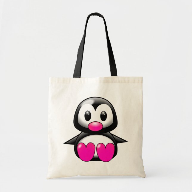Bolsa Tote Pinguim rosa-branca (Frente)