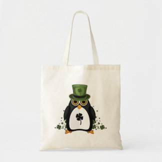 Bolsa Tote Pinguim Sortudo Trevo de Quatro Folhas Irlandês St