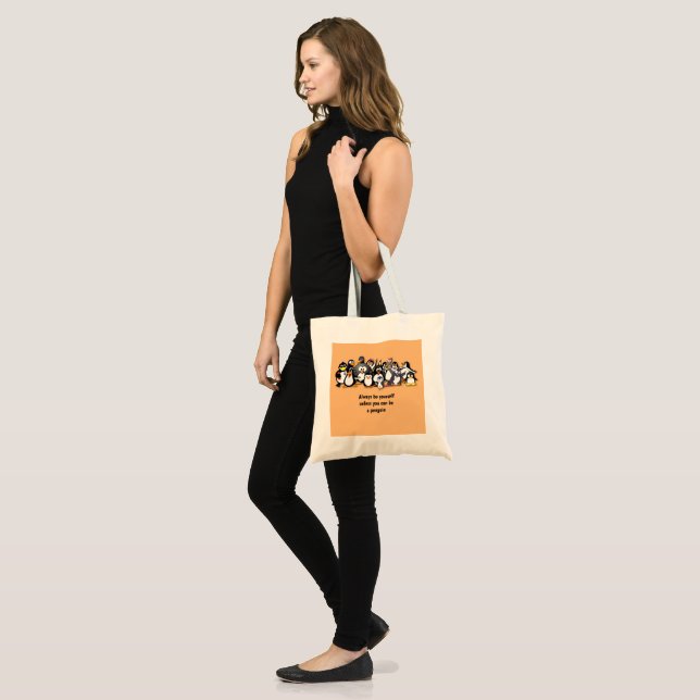 Bolsa Tote Pinguins animados em forma de fundo (Frente (modelo))