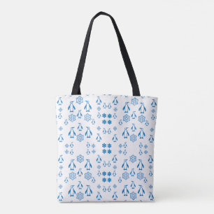 Bolsa Tote Pinguins Azuis Elegantes Com Padrões De Neve