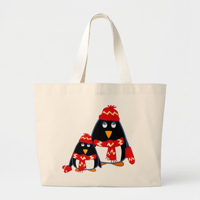 Bolsa Tote Pinguins Bonitos. Presente de Natal (Frente)
