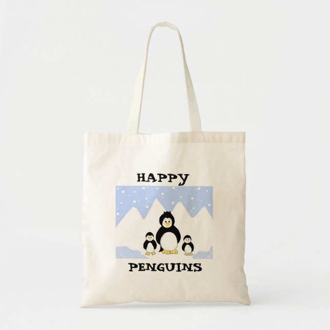 Bolsa Tote Pinguins felizes (Frente)