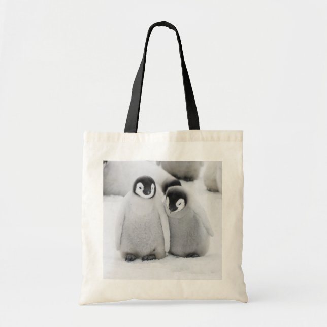 Bolsa Tote Pinguins Imperadores Filhotes no Gelo na Antártida (Frente)