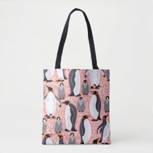 Bolsa Tote Pinguins imperadores, filhotes, padrão decorativo