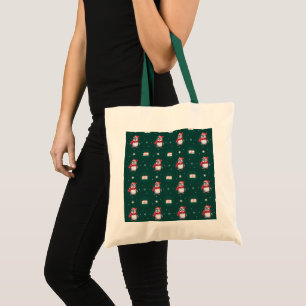 Bolsa Tote Pinguins Papais noeis Green Feliz Padrão de Natal