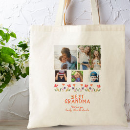 Bolsa Tote Pink Best Grandma Flowers 5 Fotocolagem Keepsasak