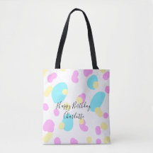 Pink blue yellowhappy birthday kids shapes abstrac