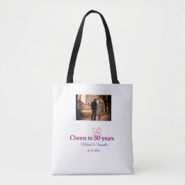 Bolsa Tote Pink bow cheers to 50 years anniversary wedding 
