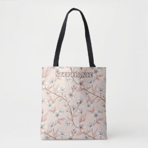 Bolsa Tote Pink Cherry Blossom Sakura Padrão a Rosa (2)