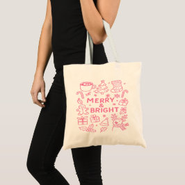 Bolsa Tote Pink Christmas Doodle | Holiday Carryall
