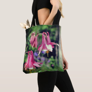 Bolsa Tote Pink Columbine Flowers Close Up 