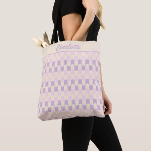 Bolsa Tote Pink e Padrão Púrpura da Pastel Retroativa Persona