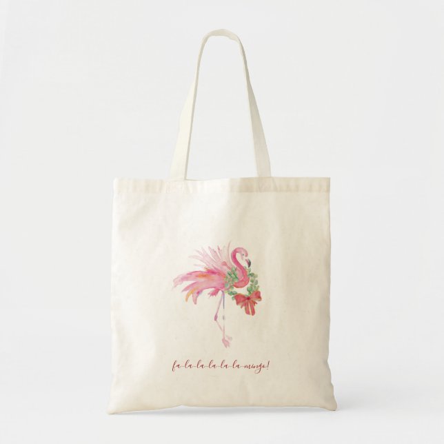 Bolsa Tote Pink Flamingo Tropical Natal (Frente)