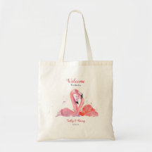 Pink Flamingos Beach Weding Tote Bag