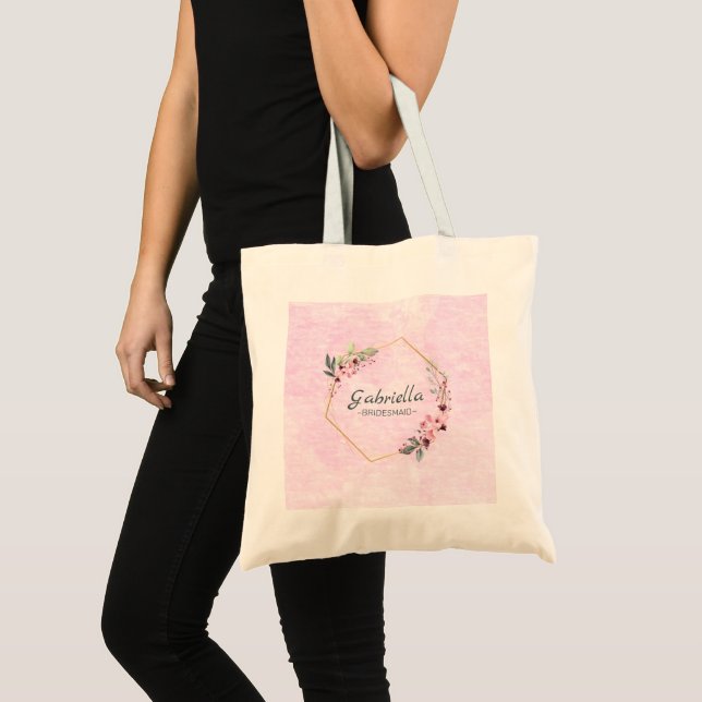 Bolsa Tote Pink Floral Wreath (Frente (produto))