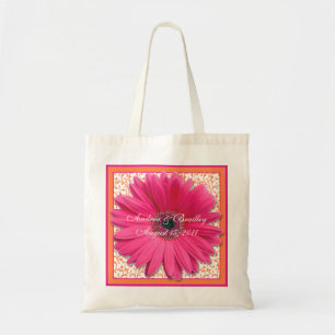 Bolsa Tote Pink Gerbera Daisy Orange Wedding Bag Bem-vindo