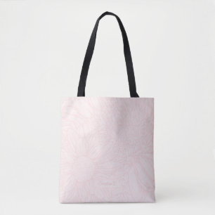 Bolsa Tote Pink Grunge com Nome e Crisântemos