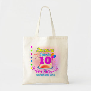 Bolsa Tote PINK Happy 10º aniversário Editável