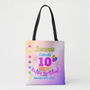 Bolsa Tote PINK Happy 10º aniversário Editável