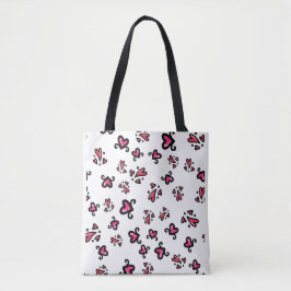 Bolsa Tote Pink Hearts Pattern – Cute Doodle Design