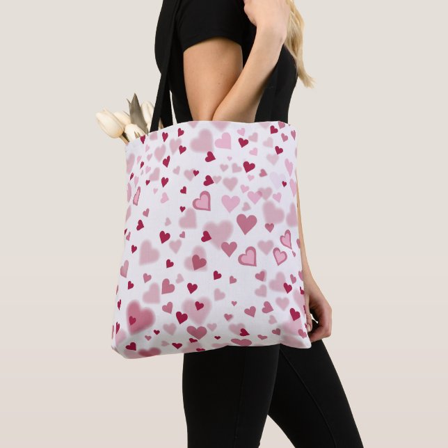 Bolsa Tote  Pink Lovely Hearts Pattern  (Close Up)