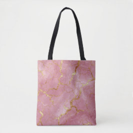 Bolsa Tote Pink Marble Background With Gold Veins