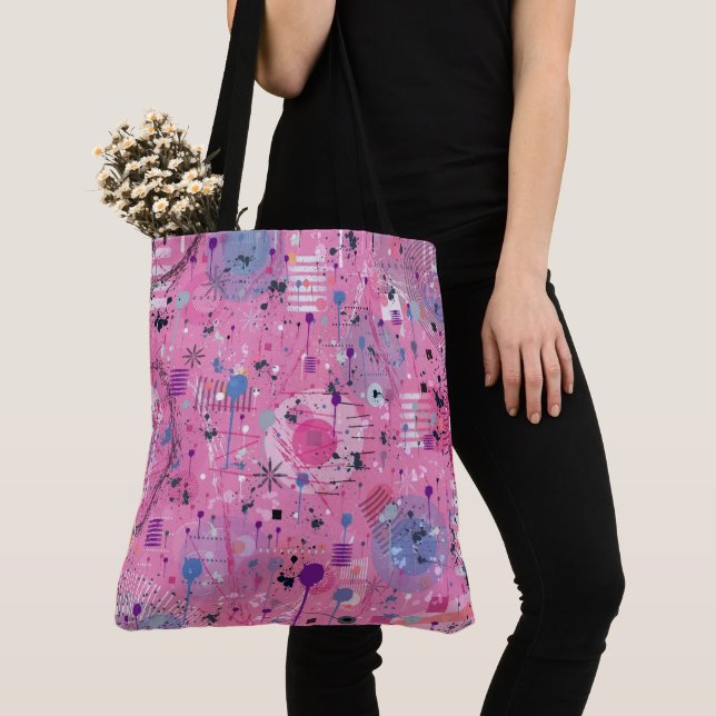 Bolsa Tote Pink Maximalist Abstract Art  (Close Up)