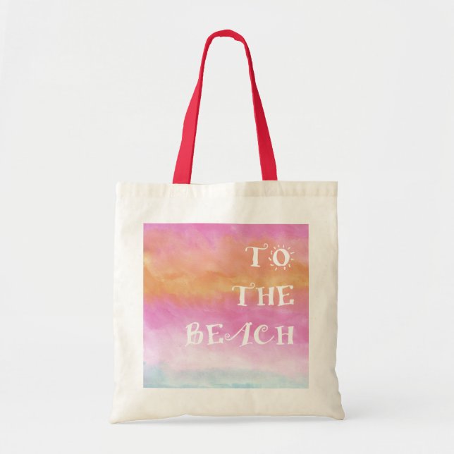 Bolsa Tote Pink & Orange Beach Sunset Brushstrokes (Frente)