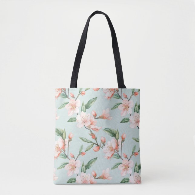 Bolsa Tote Pink Peach Tree Blossom All-Over-Impressão (Frente)