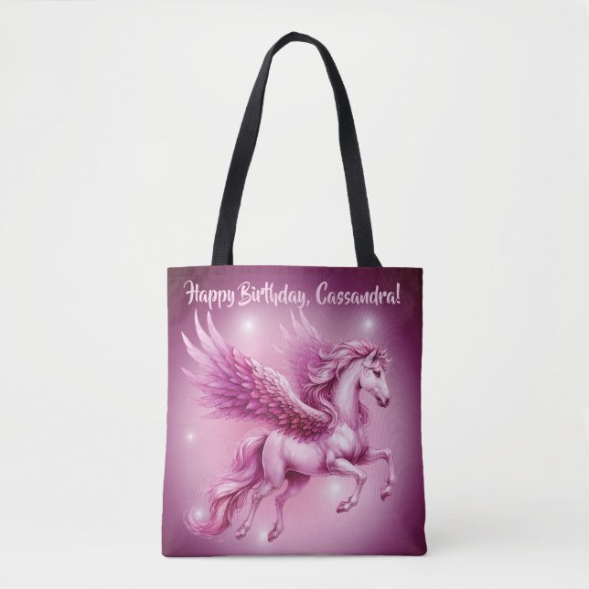 Bolsa Tote Pink Pegasus "Happy Birthday" (Frente)