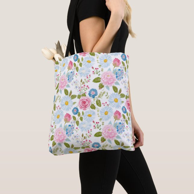 Bolsa Tote Pink Peonies Pattern  (Close Up)