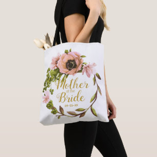 Bolsa Tote Pink Peony Wreath Mãe da Noiva ID456