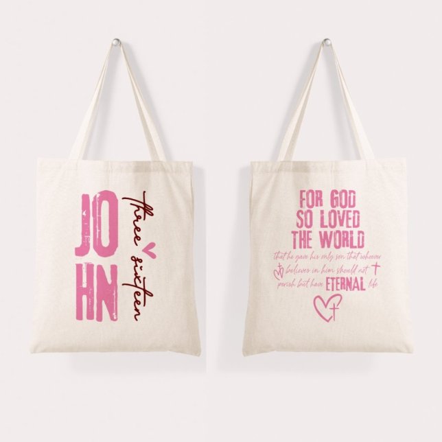 Bolsa Tote PInk por Deus tão amado pelo mundo | Bíblia John 3 (Criador carregado)